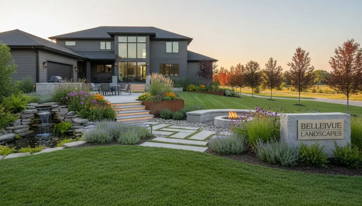 Omaha, NE landscaping crew providing professional yard maintenance and landscape services