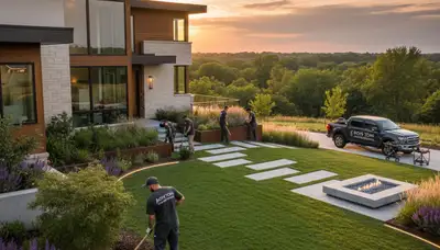 Landscaping team serving Omaha, NE with professional lawn and yard care services