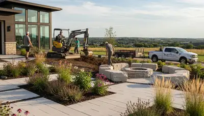 Landscaping team in Omaha, NE providing professional yard and lawn care services