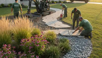 Landscaping crew serving Omaha, NE with professional lawn care and outdoor maintenance