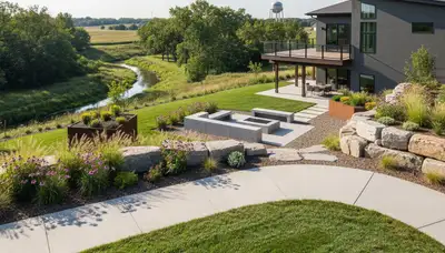 Landscaping crew providing professional yard care in Omaha, NE