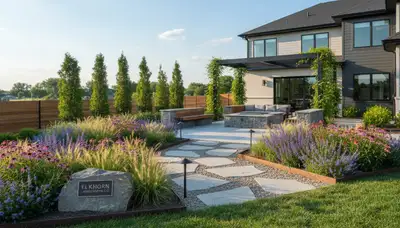 Landscaping crew providing lawn care and yard maintenance in Omaha, NE