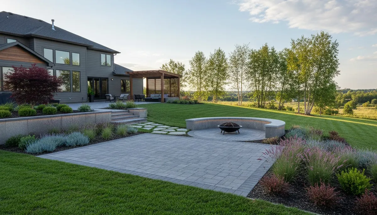 Landscaping crew providing lawn care and yard maintenance in Omaha, NE