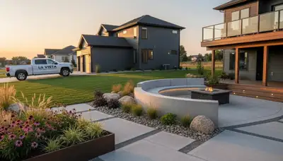 Landscaping crew serving Omaha, NE with professional lawn care and outdoor property maintenance