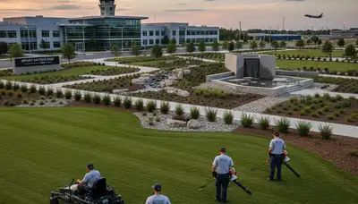 Landscaping crew providing lawn and yard care in Omaha, NE