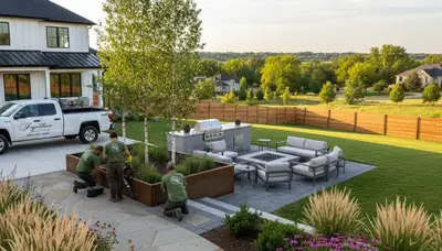 Landscaping crew serving Omaha, NE with professional yard maintenance and outdoor care