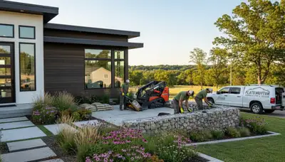 Landscaping crew serving Omaha, NE with professional lawn care and outdoor maintenance services