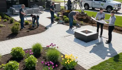 Landscaping crew serving Omaha, NE with professional lawn care and outdoor maintenance services
