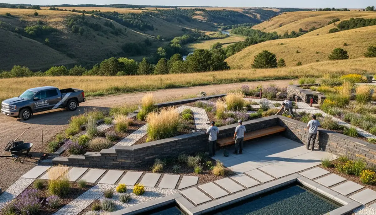 Landscaping team providing lawn care services in Omaha, NE