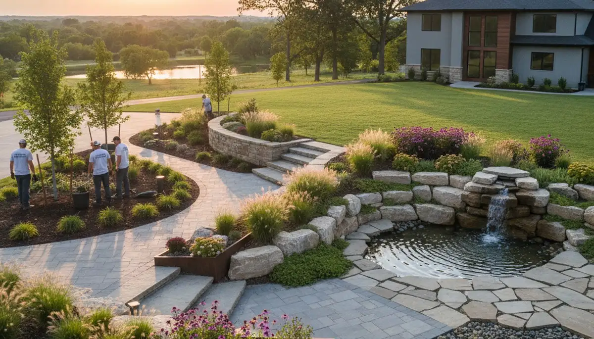 Landscaping team serving Omaha, NE with professional yard maintenance and outdoor care