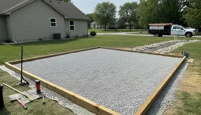 Professional shed foundation base preparation by Chop Chop Landscaping in Omaha, NE